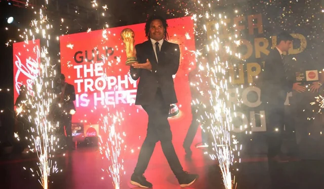 Illuminated stage and live celebration at the Coca-Cola FIFA World Cup Trophy Tour.