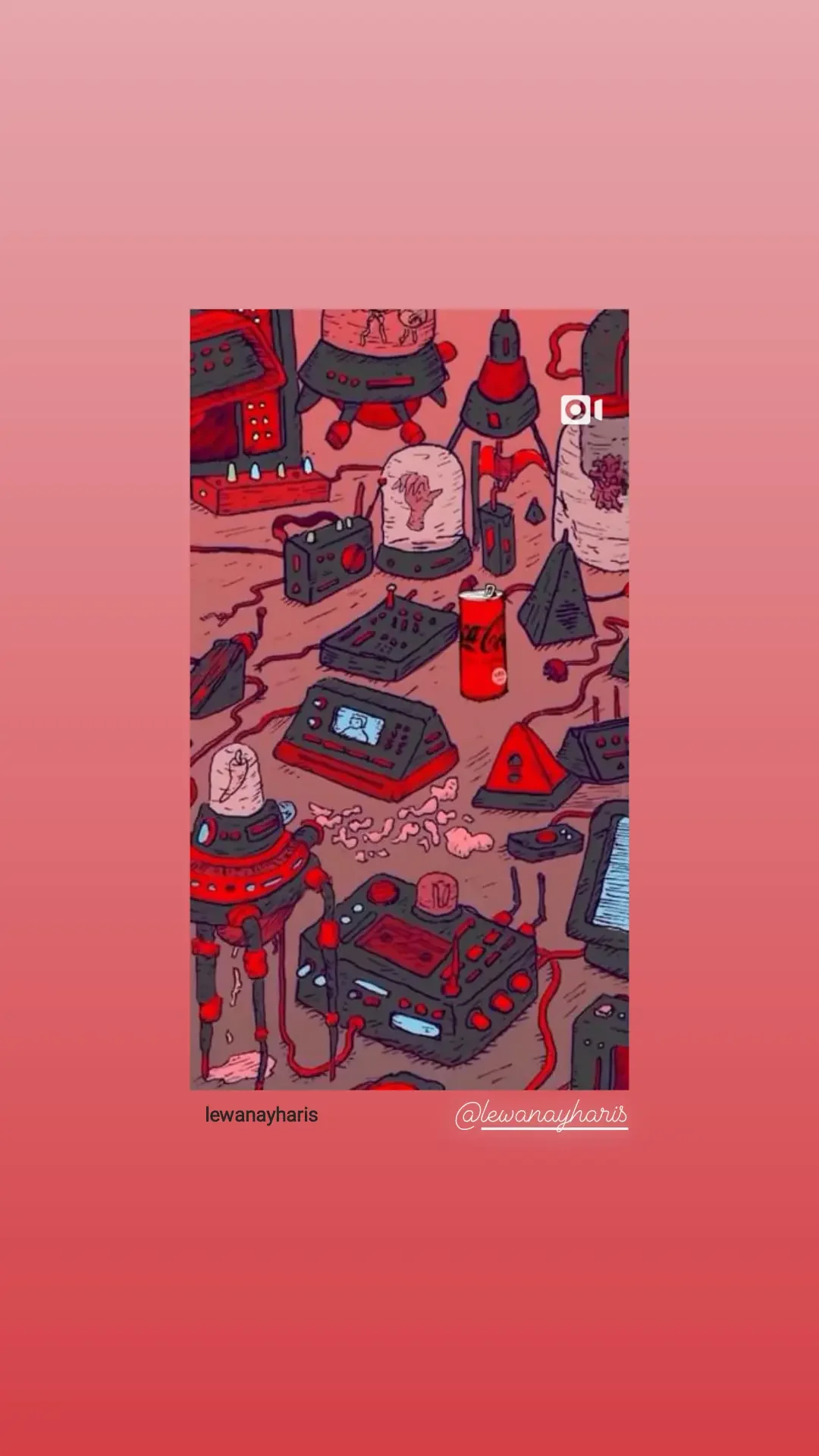 Coke Zero social story featuring illustrated campaign artwork