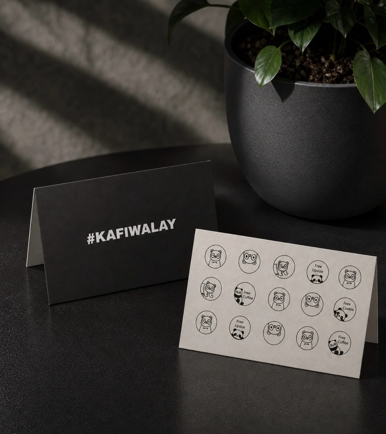 KAFI packaging and illustrated brand stickers