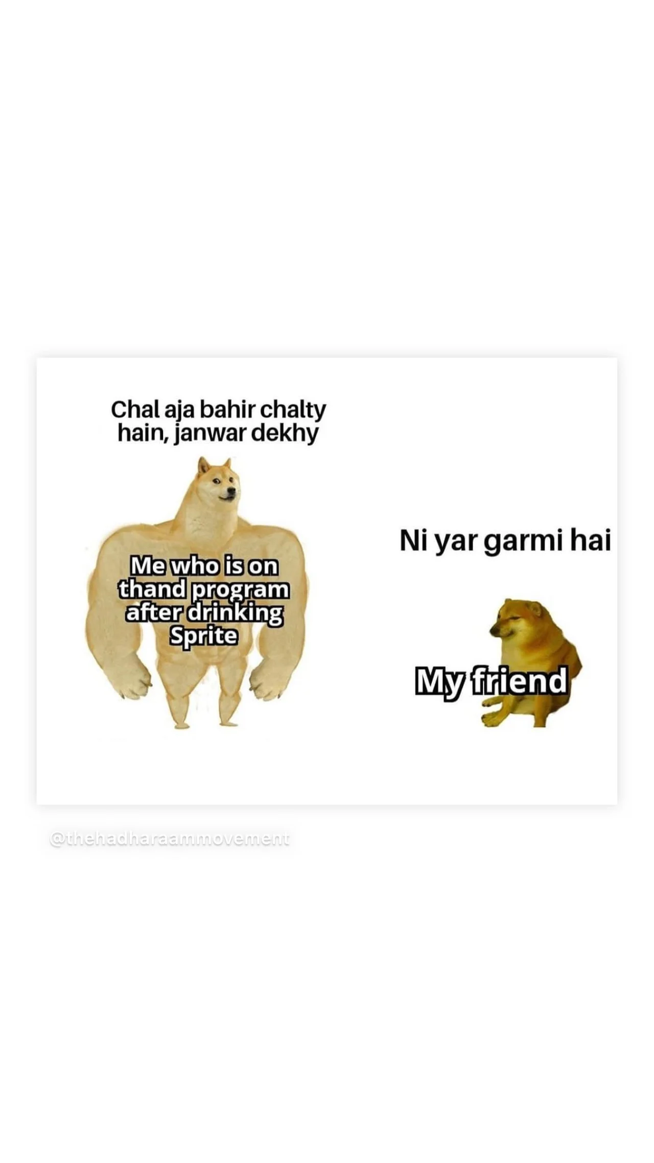 Sprite friendship meme with the Thand Rakh message